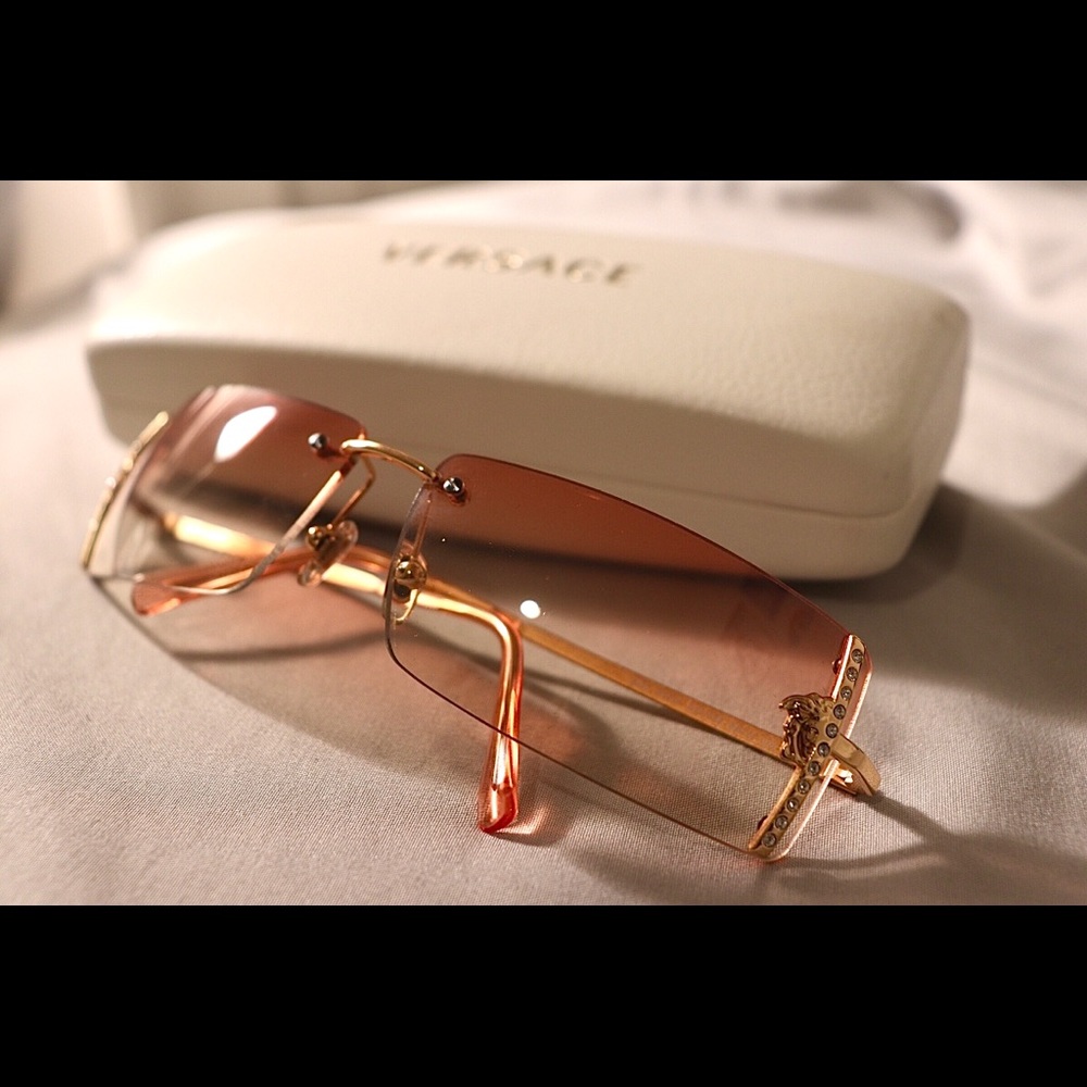 Versace Rimless Sunglasses Medusa Sunset Gold